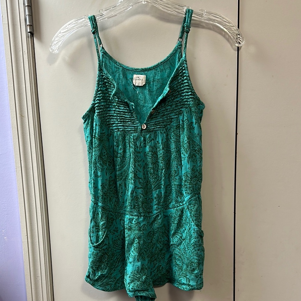 Green Sleeveless Girl’s shorts jumpsuit romper